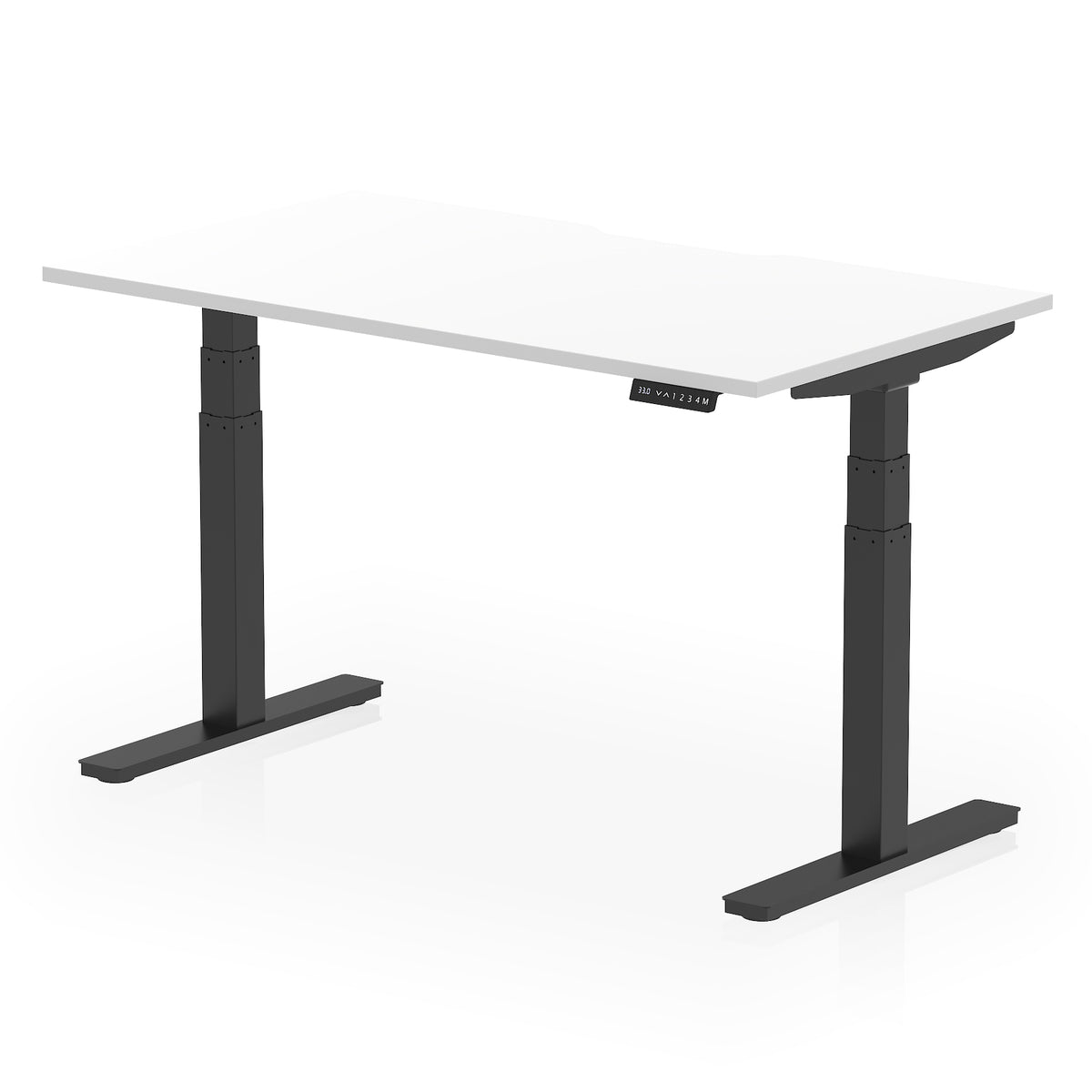Air Scalloped Edge Height Adjustable Office Desk 1400mm White Black - Industrious Decor