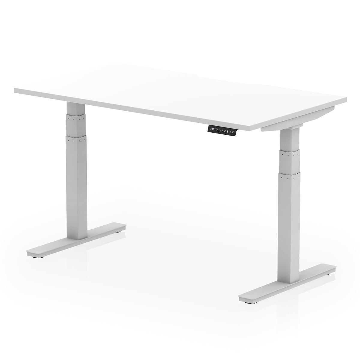 Air Scalloped Edge Height Adjustable Office Desk 1400mm White Silver - Industrious Decor