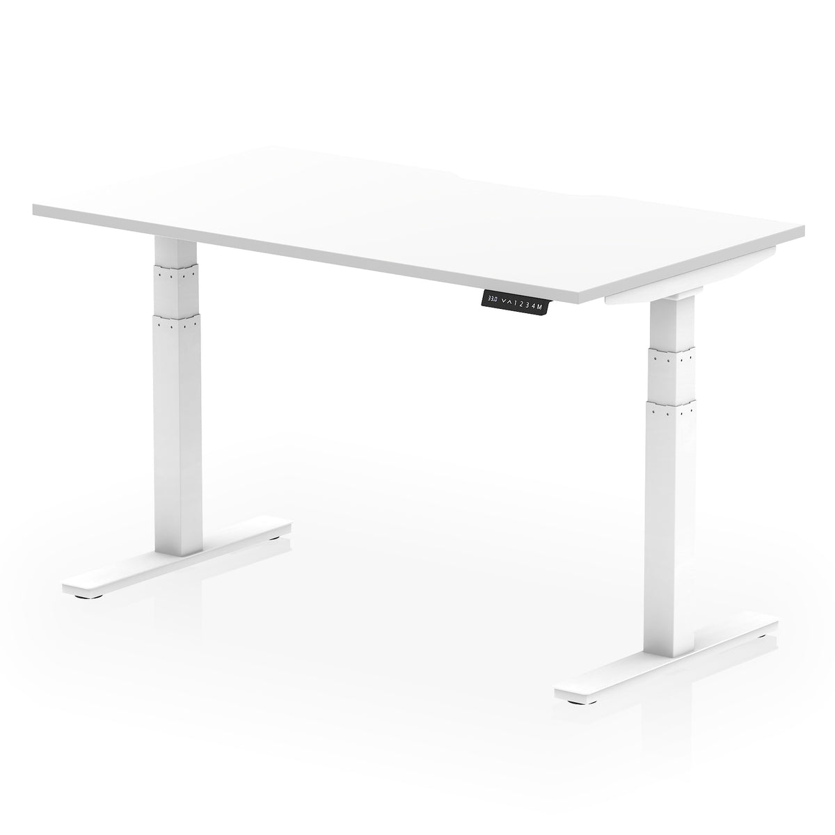 Air Scalloped Edge Height Adjustable Office Desk 1400mm White White - Industrious Decor