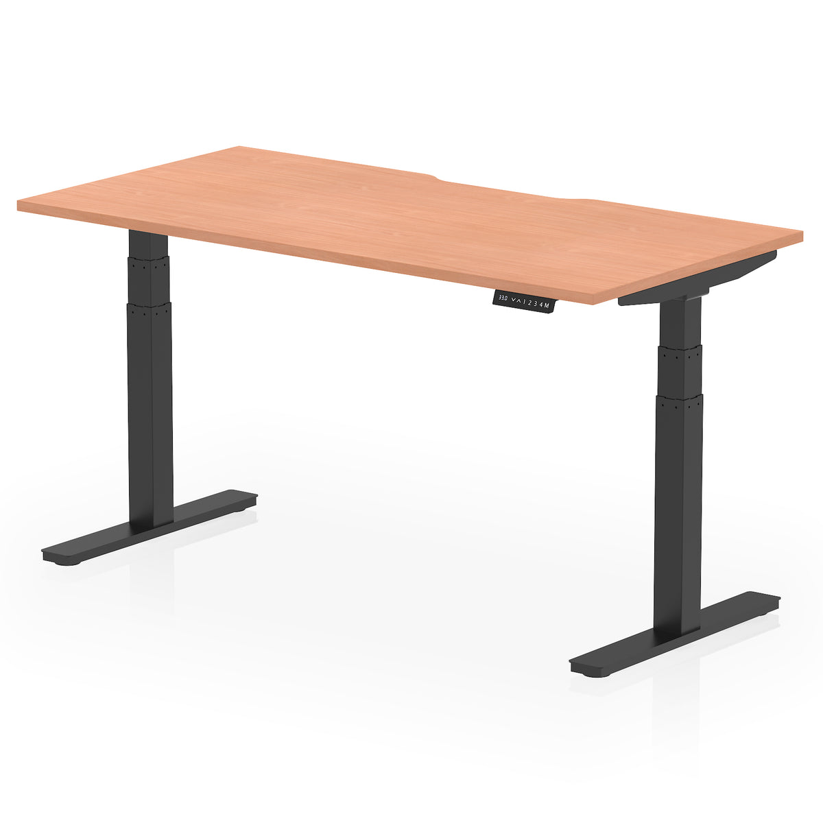 Air Scalloped Edge Height Adjustable Office Desk 1600mm Beech Black - Industrious Decor