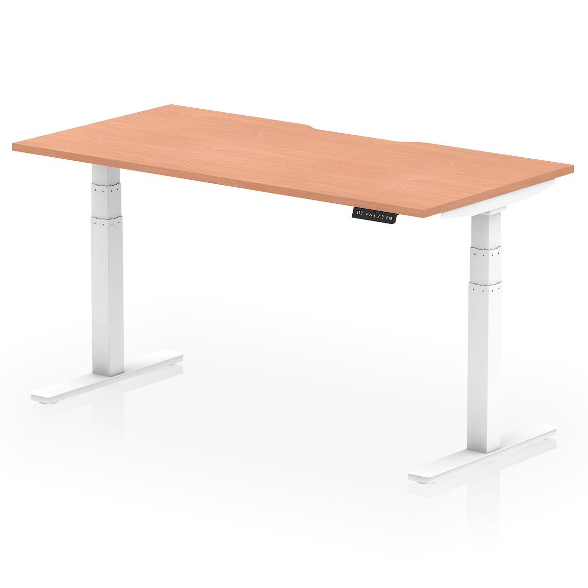 Air Scalloped Edge Height Adjustable Office Desk 1600mm Beech White - Industrious Decor