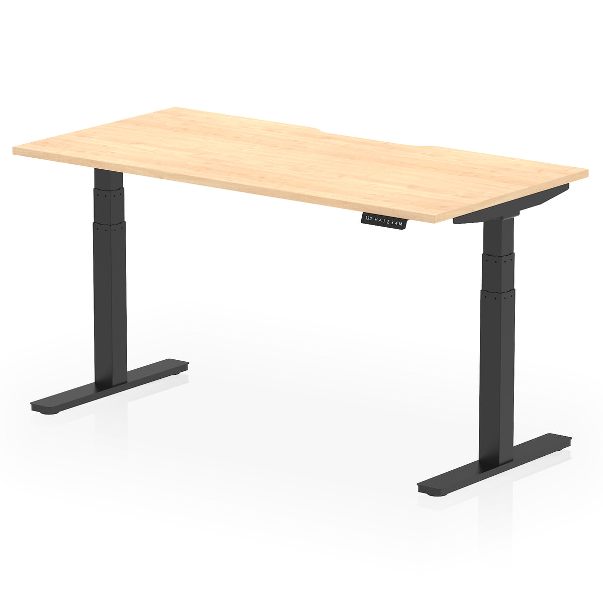 Air Scalloped Edge Height Adjustable Office Desk 1600mm Maple Black - Industrious Decor