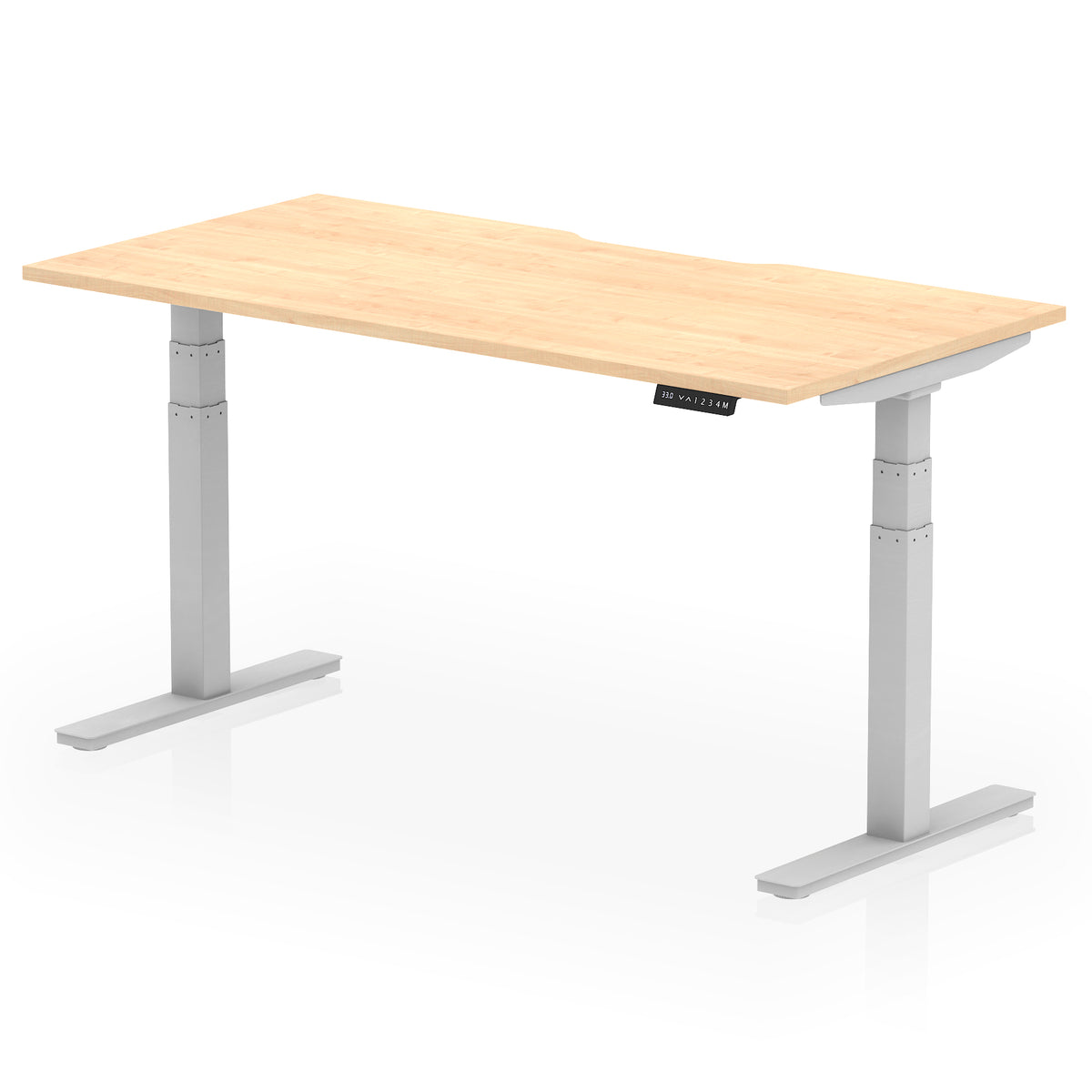 Air Scalloped Edge Height Adjustable Office Desk 1600mm Maple Silver - Industrious Decor