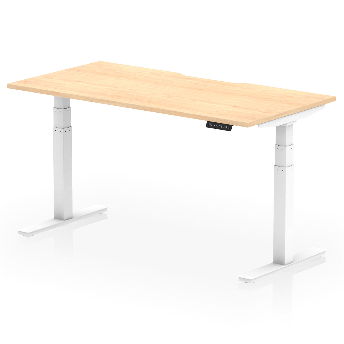 Air Scalloped Edge Height Adjustable Office Desk 1600mm Maple White - Industrious Decor