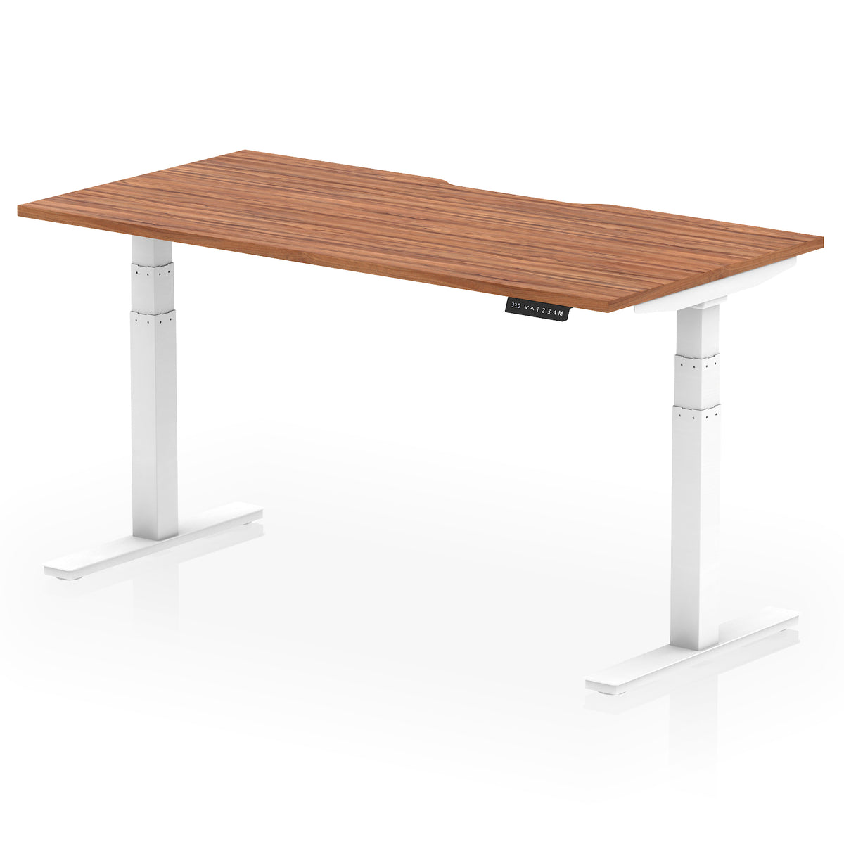 Air Scalloped Edge Height Adjustable Office Desk 1600mm Walnut White - Industrious Decor