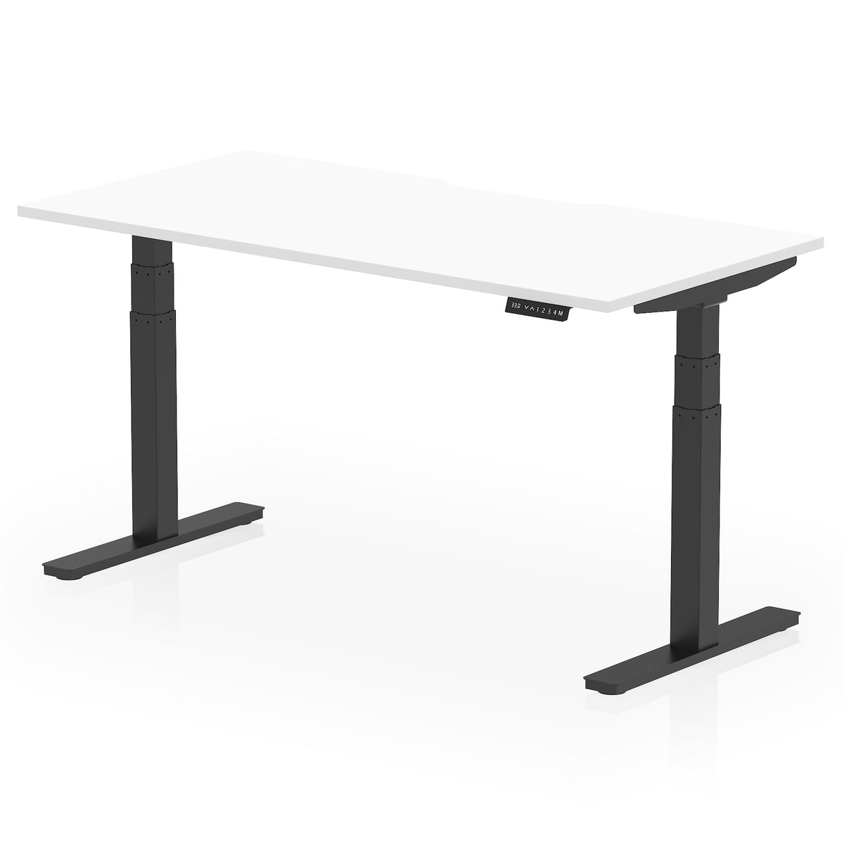Air Scalloped Edge Height Adjustable Office Desk 1600mm White Black - Industrious Decor