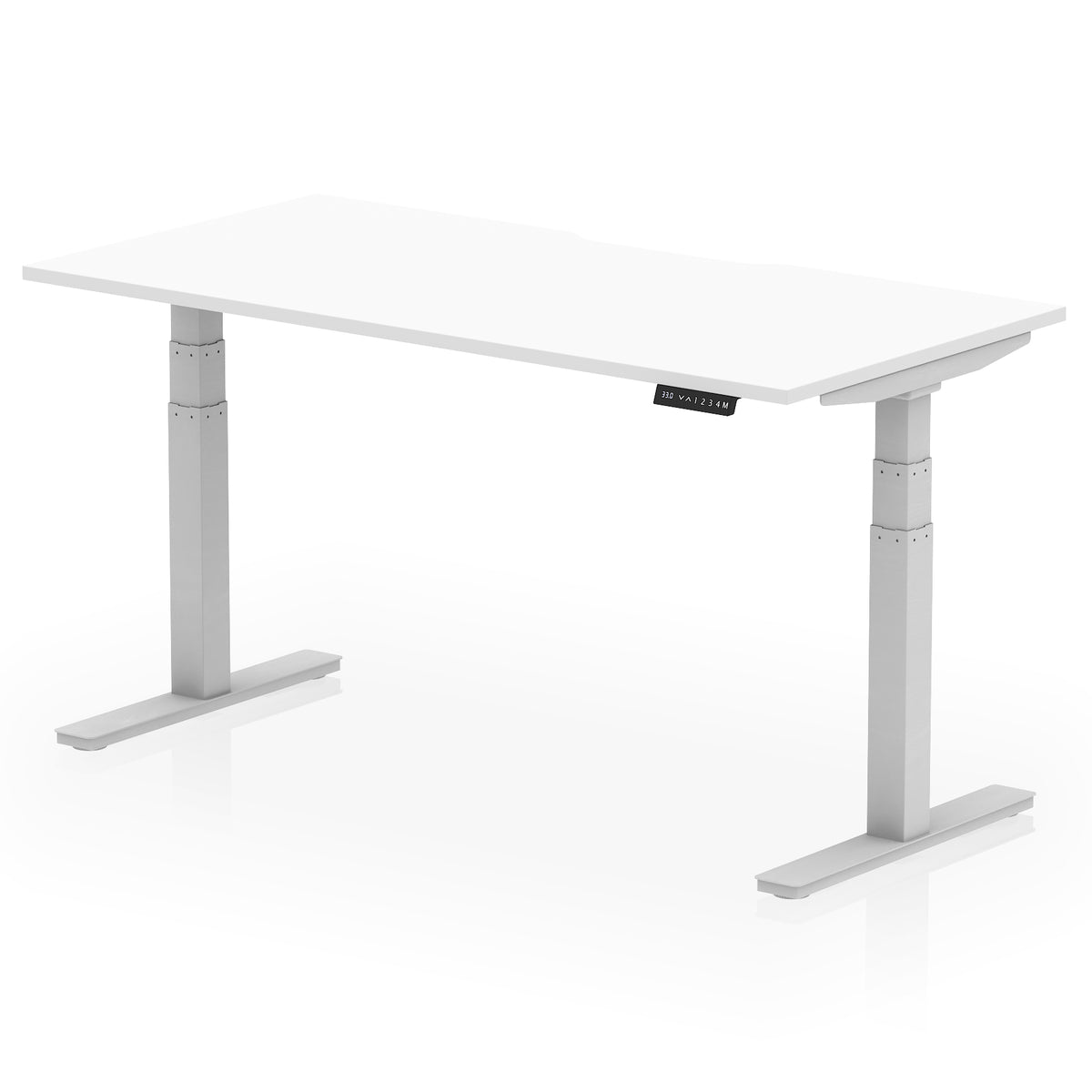 Air Scalloped Edge Height Adjustable Office Desk 1600mm White Silver - Industrious Decor
