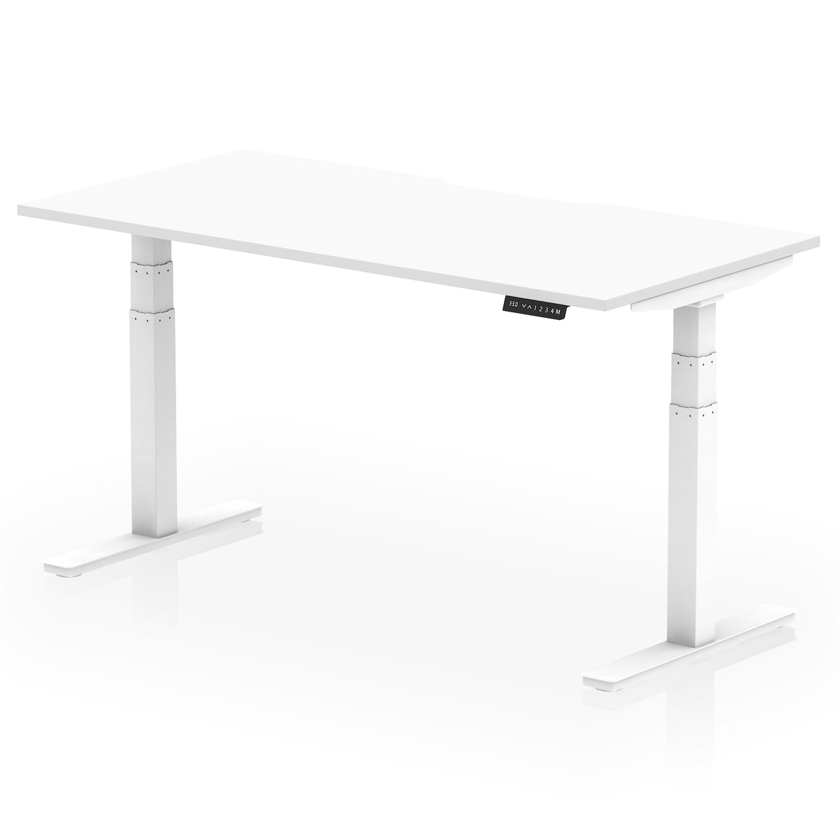 Air Scalloped Edge Height Adjustable Office Desk 1600mm White White - Industrious Decor