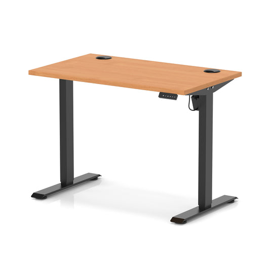 Air Lite Height Adjustable Slimline Desk With Cable Ports 1000mm Beech Black - Industrious Decor