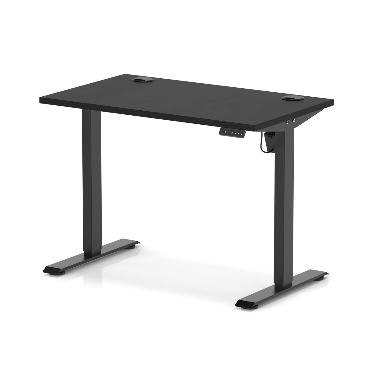 Air Lite Height Adjustable Slimline Desk With Cable Ports 1000mm Black Black - Industrious Decor