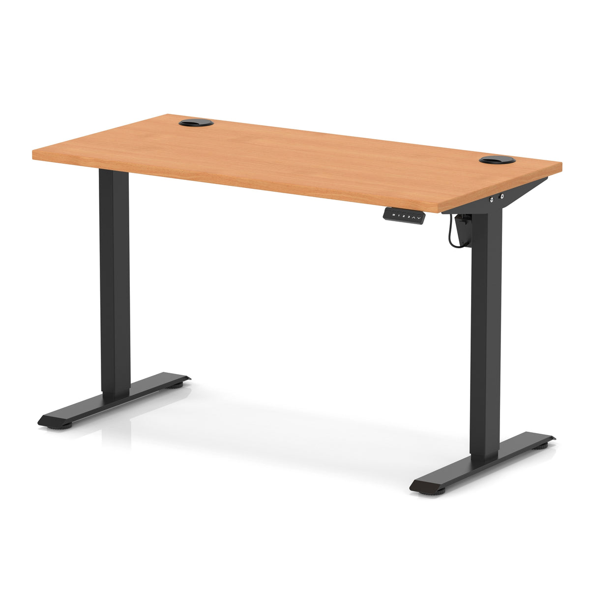 Air Lite Height Adjustable Slimline Desk With Cable Ports 1200mm Beech Black - Industrious Decor