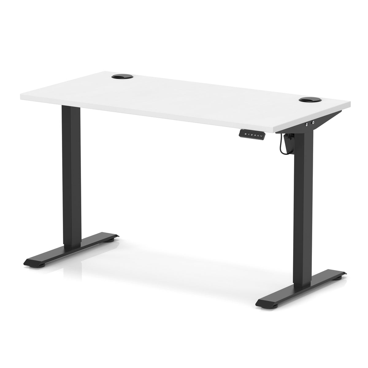 Air Lite Height Adjustable Slimline Desk With Cable Ports 1200mm White Black - Industrious Decor
