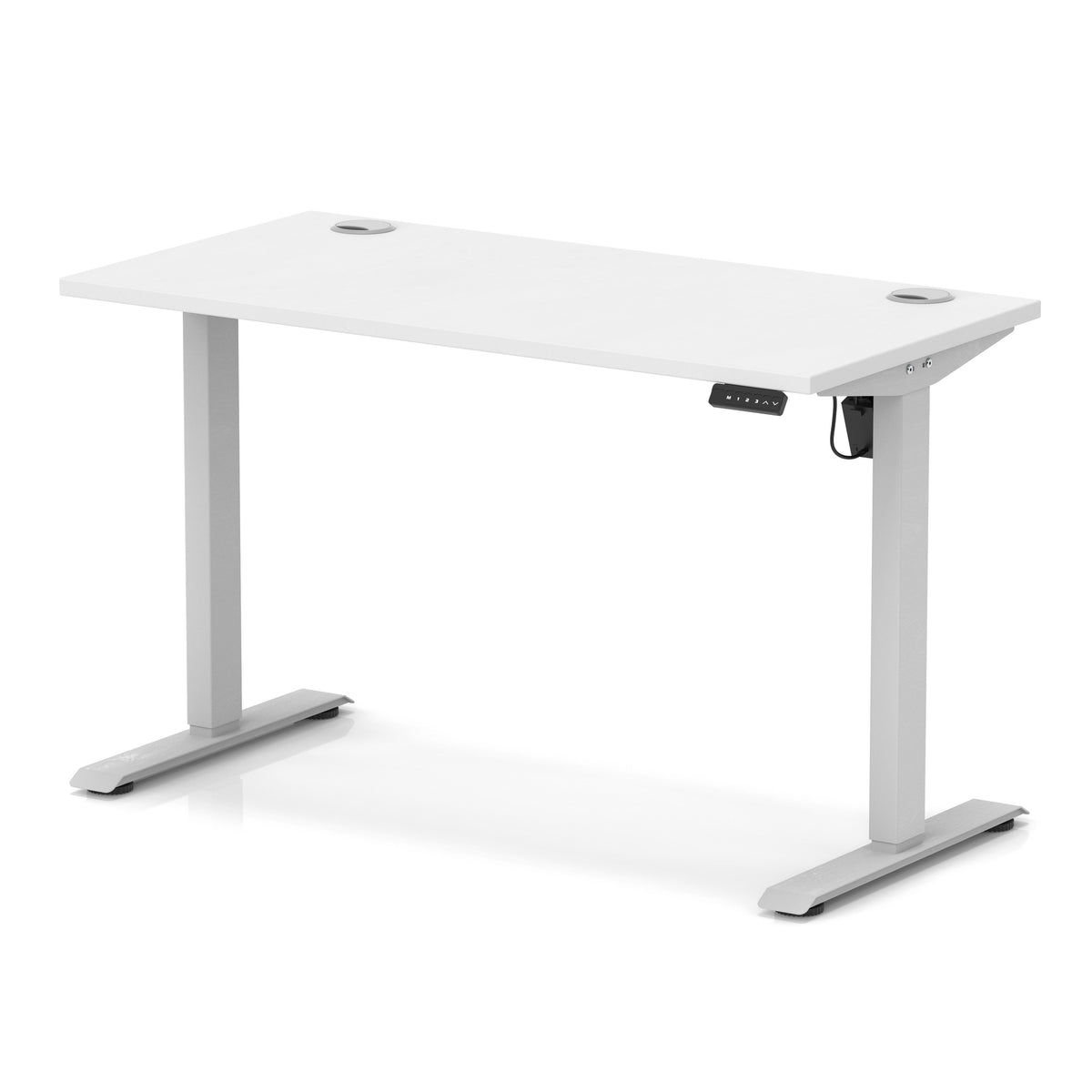 Air Lite Height Adjustable Slimline Desk With Cable Ports 1200mm White Silver - Industrious Decor