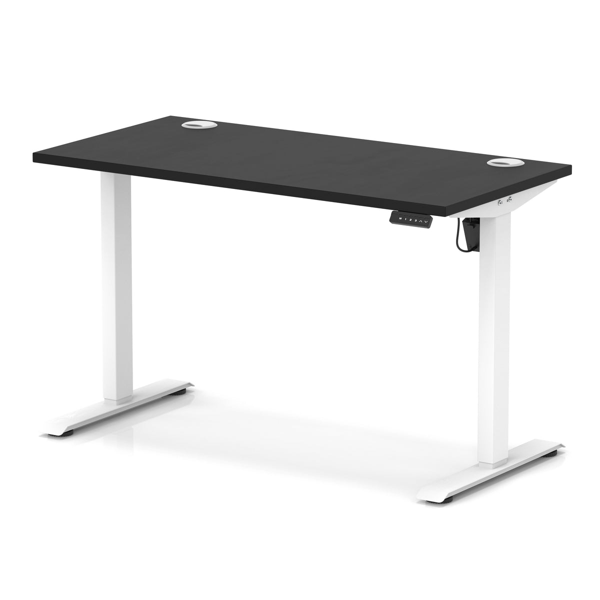 Air Lite Height Adjustable Slimline Desk With Cable Ports 1200mm Black White - Industrious Decor