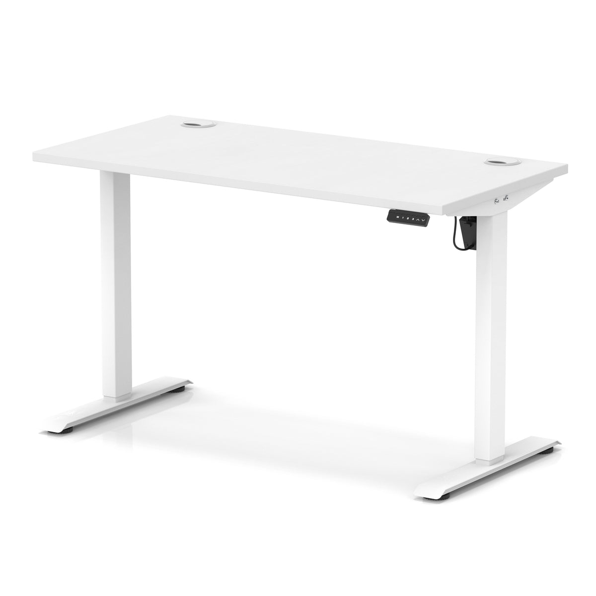 Air Lite Height Adjustable Slimline Desk With Cable Ports 1200mm White White - Industrious Decor