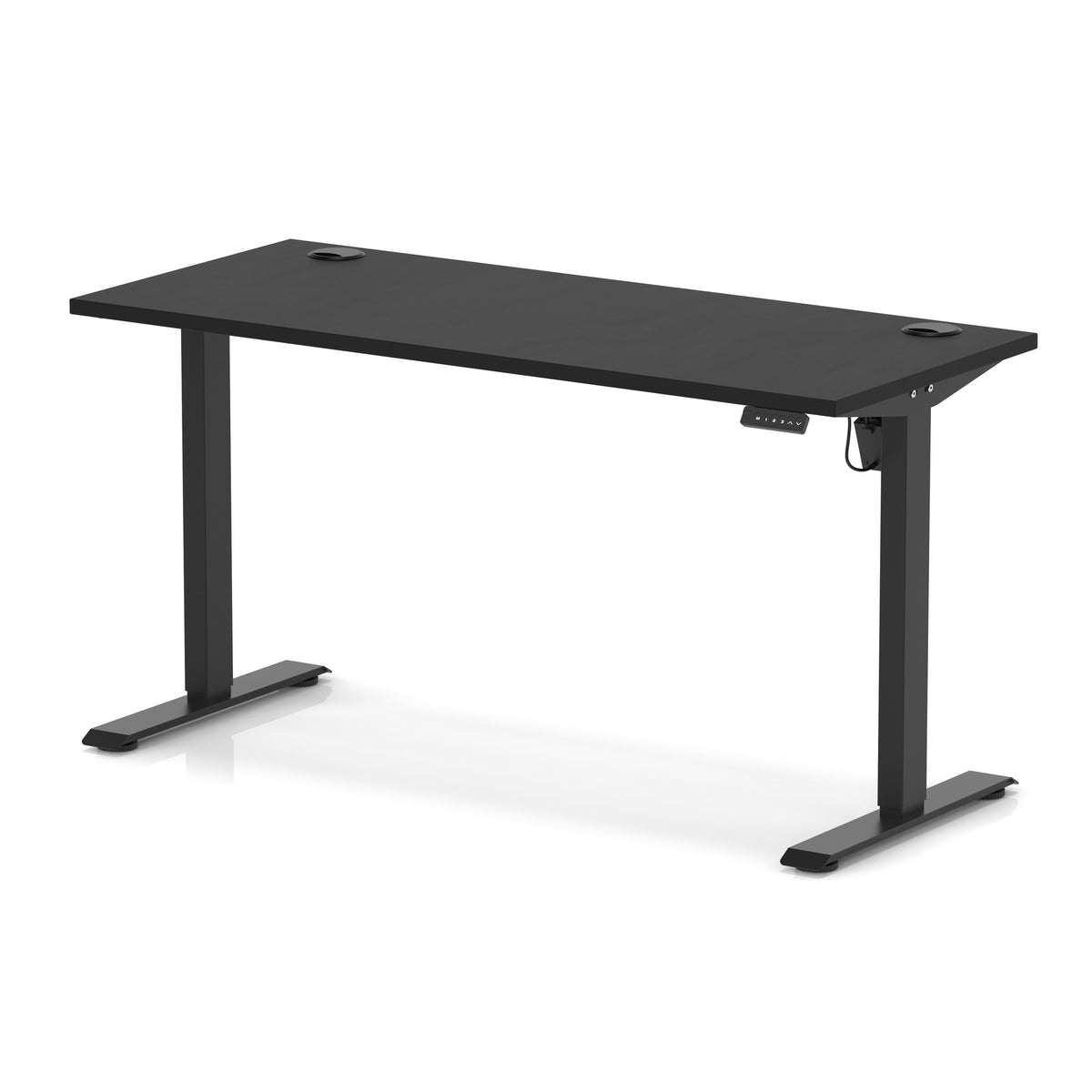 Air Lite Height Adjustable Slimline Desk With Cable Ports 1400mm Black Black - Industrious Decor