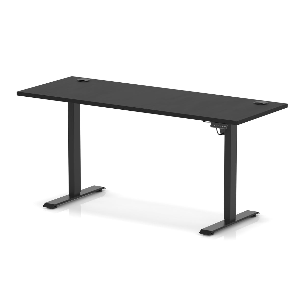 Air Lite Height Adjustable Slimline Desk With Cable Ports 1600mm Black Black - Industrious Decor