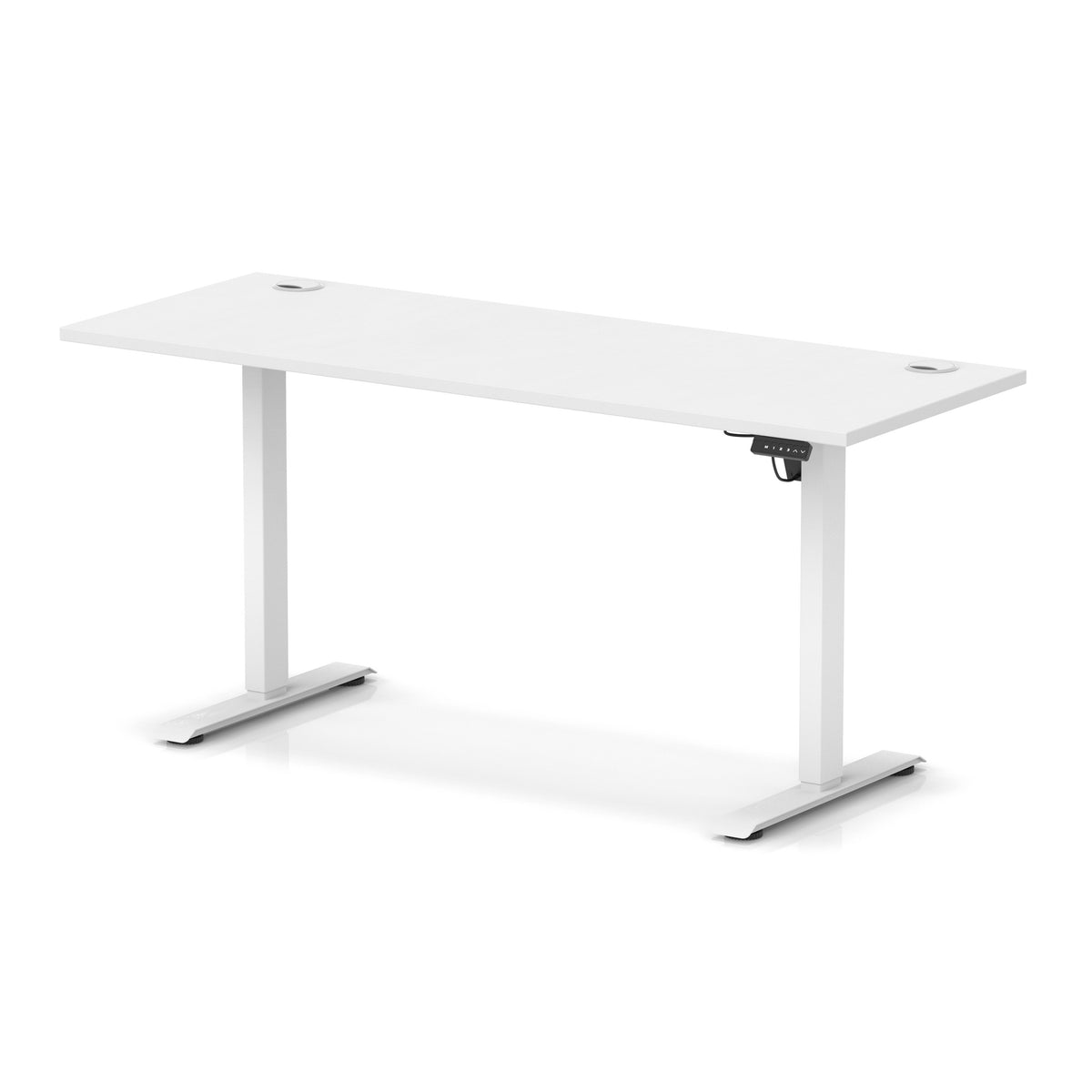 Air Lite Height Adjustable Slimline Desk With Cable Ports 1600mm White White - Industrious Decor