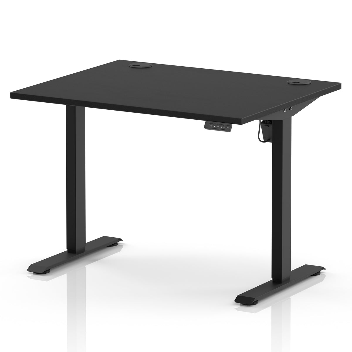 Air Lite Height Adjustable Desk With Cable Ports 1000mm Black Black - Industrious Decor