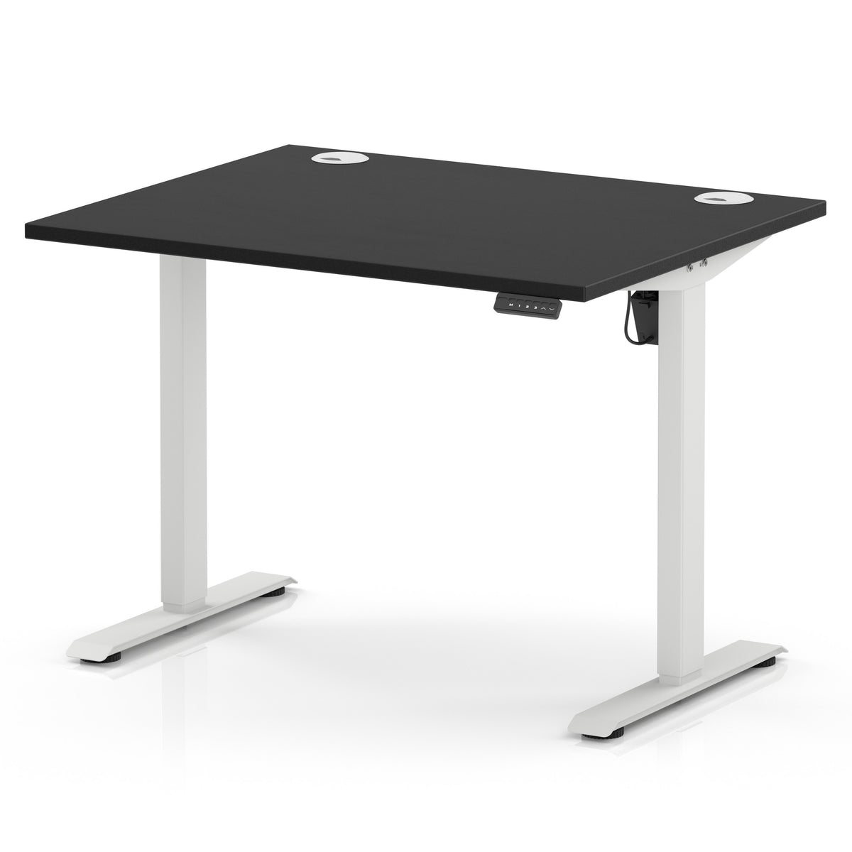 Air Lite Height Adjustable Desk With Cable Ports 1000mm Black White - Industrious Decor