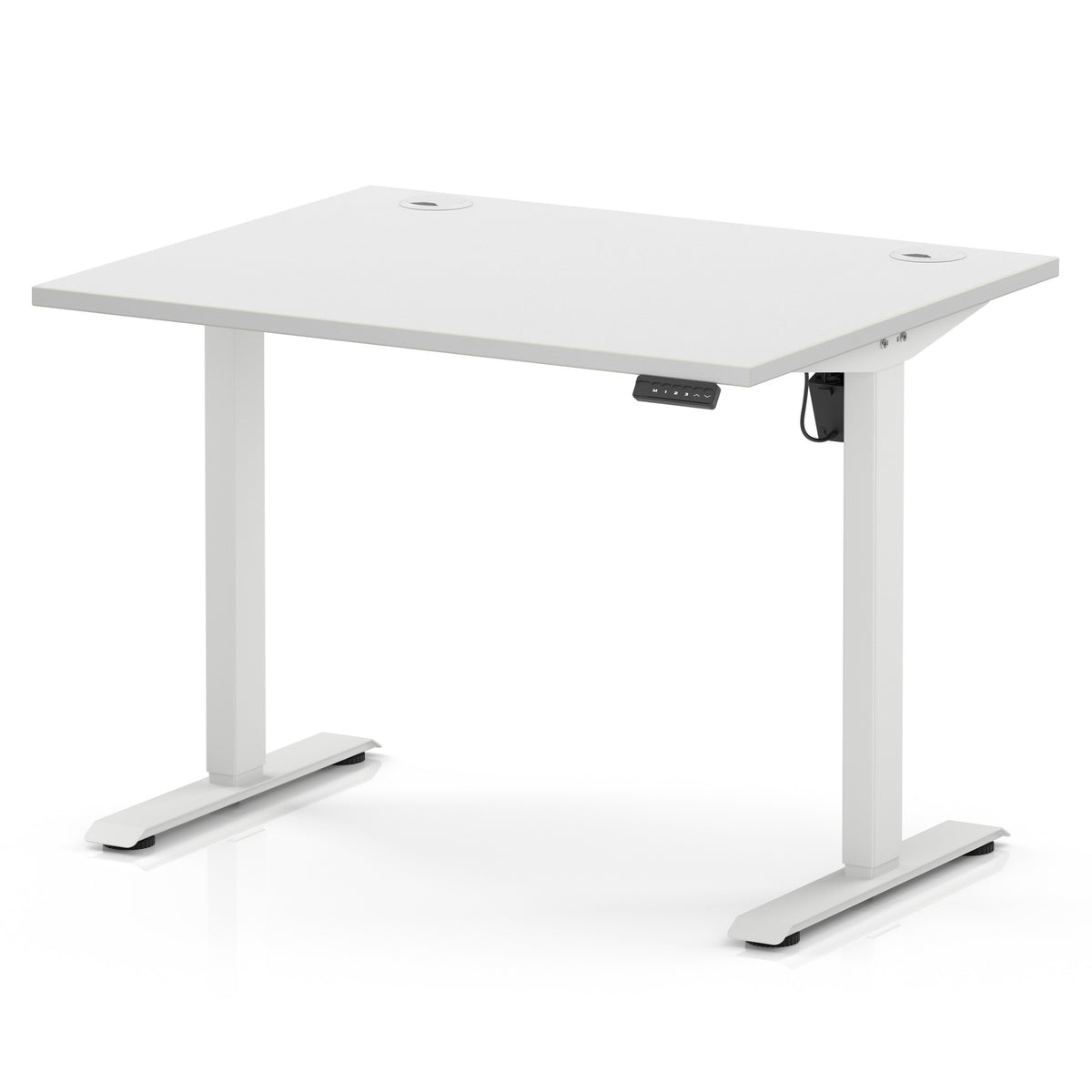 Air Lite Height Adjustable Desk With Cable Ports 1000mm White White - Industrious Decor