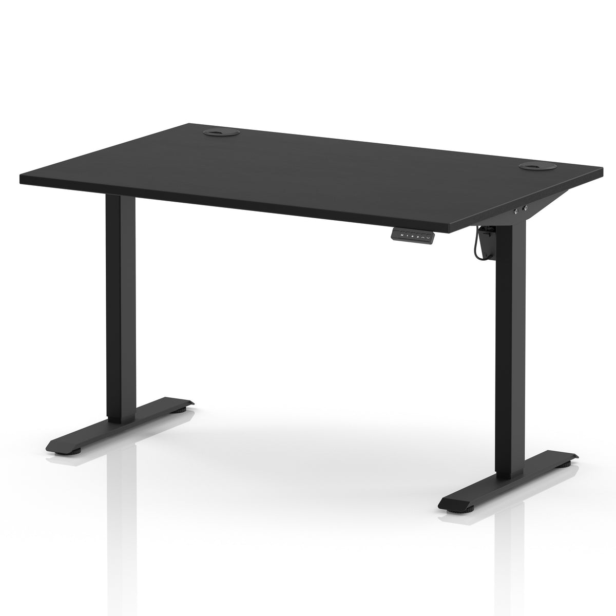 Air Lite Height Adjustable Desk With Cable Ports 1200mm Black Black - Industrious Decor