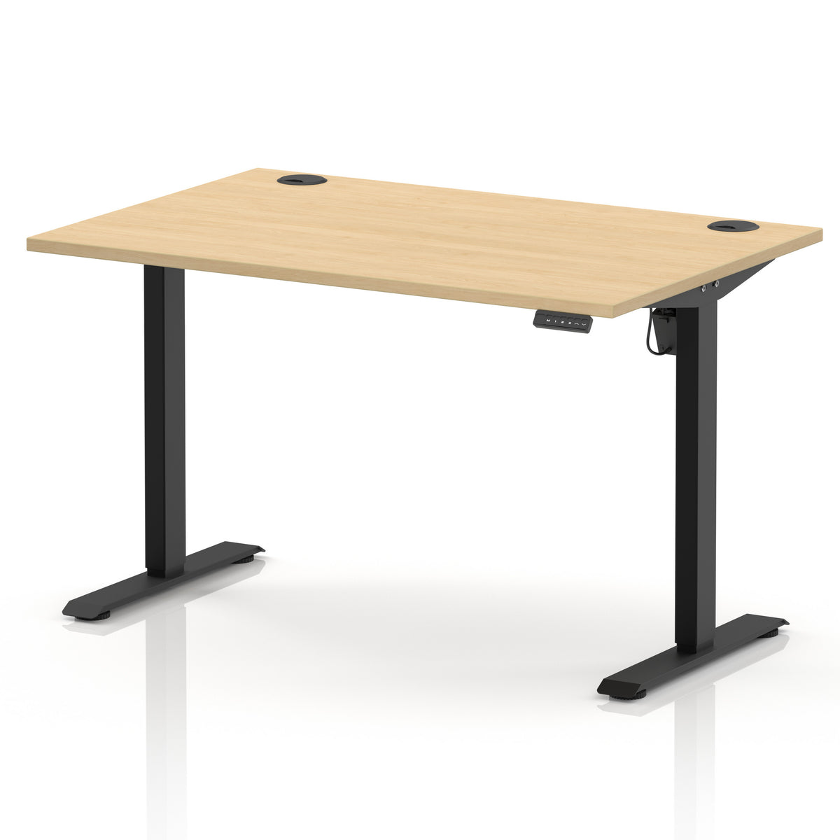 Air Lite Height Adjustable Desk With Cable Ports 1200mm Maple Black - Industrious Decor