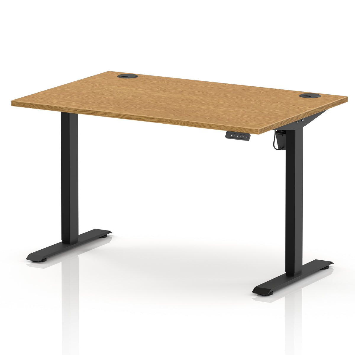 Air Lite Height Adjustable Desk With Cable Ports 1200mm Oak Black - Industrious Decor