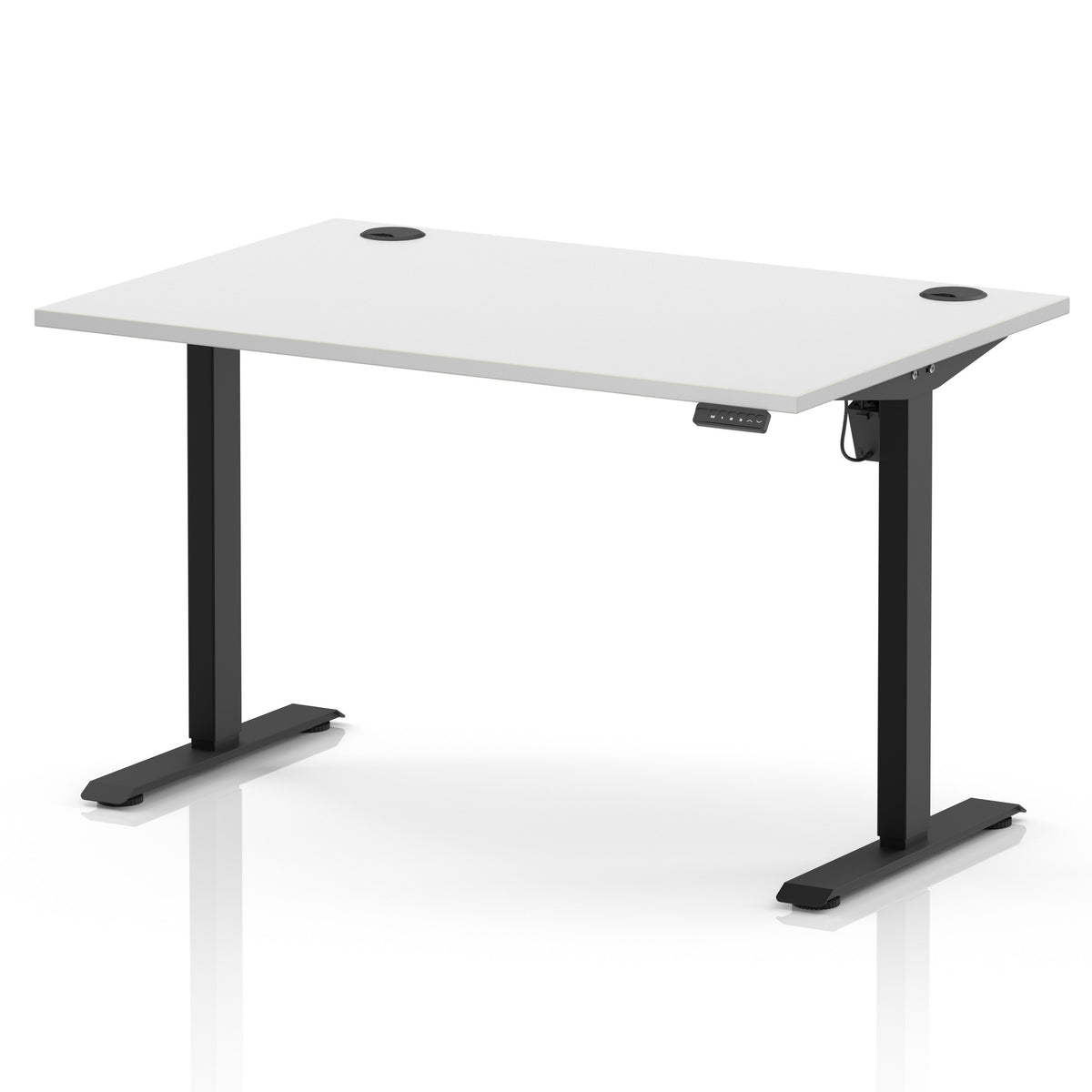 Air Lite Height Adjustable Desk With Cable Ports 1200mm White Black - Industrious Decor