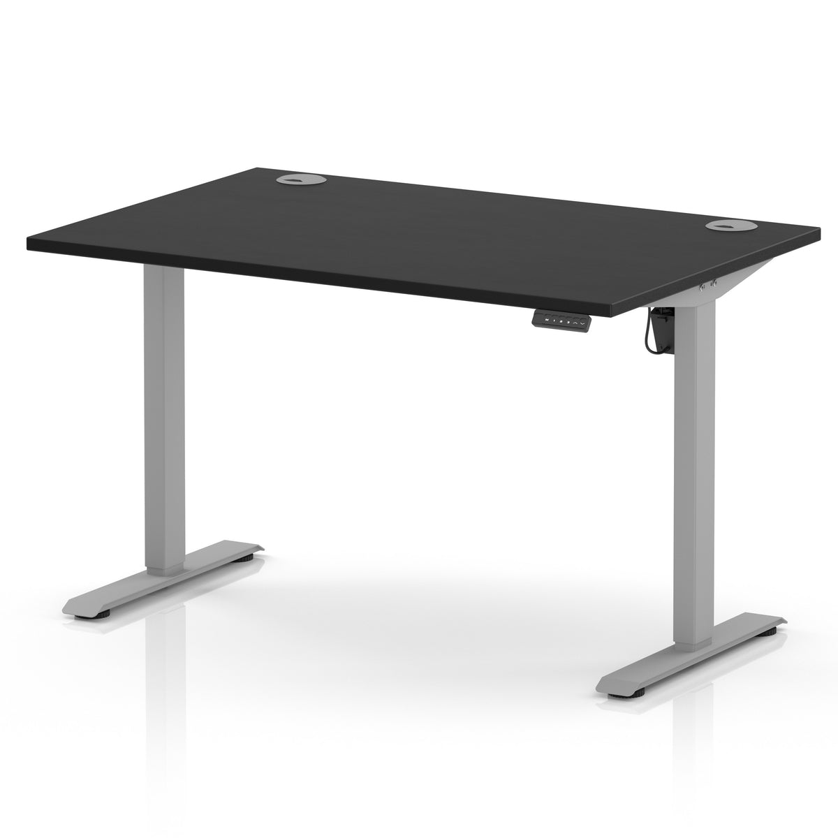 Air Lite Height Adjustable Desk With Cable Ports 1200mm Black Silver - Industrious Decor