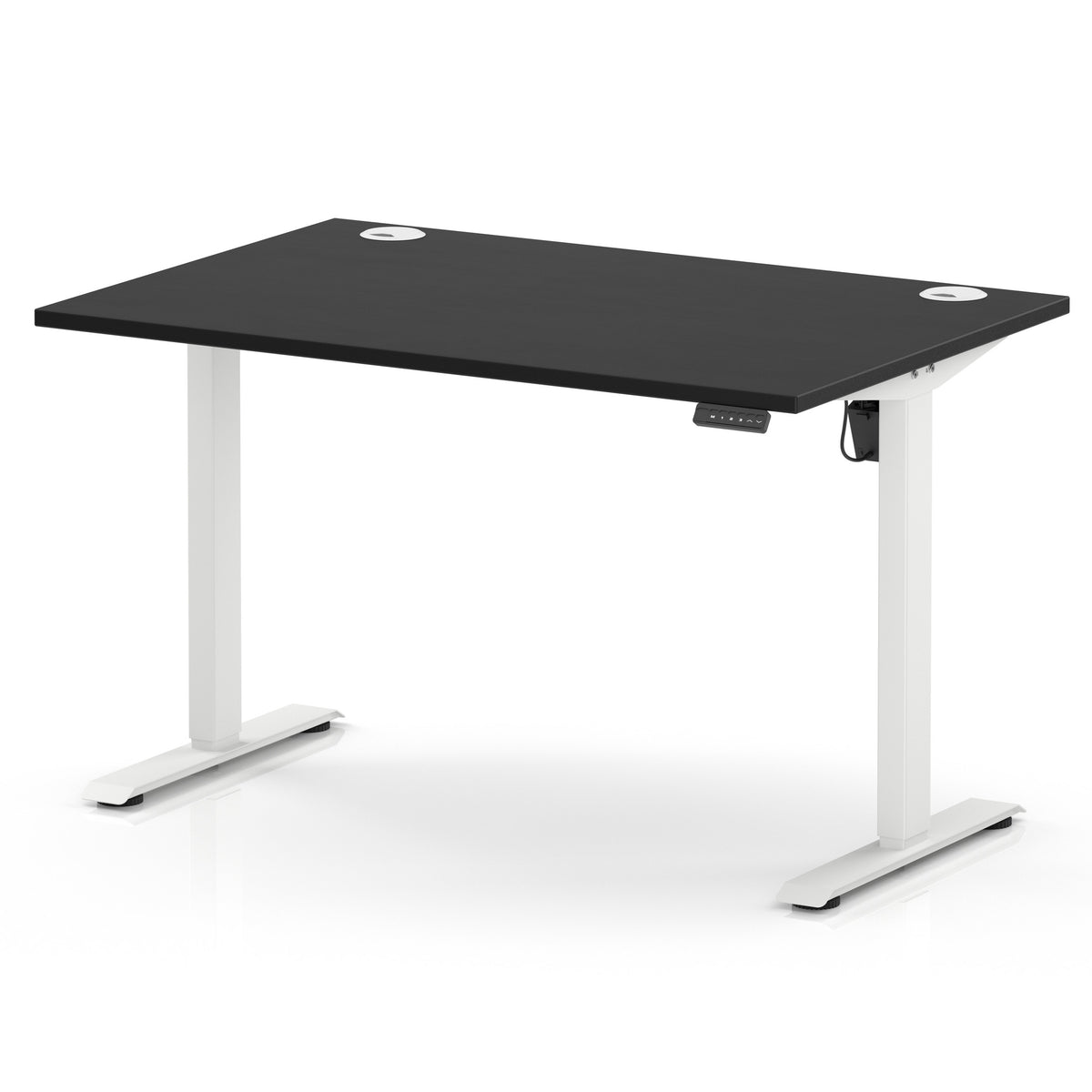 Air Lite Height Adjustable Desk With Cable Ports 1200mm Black White - Industrious Decor