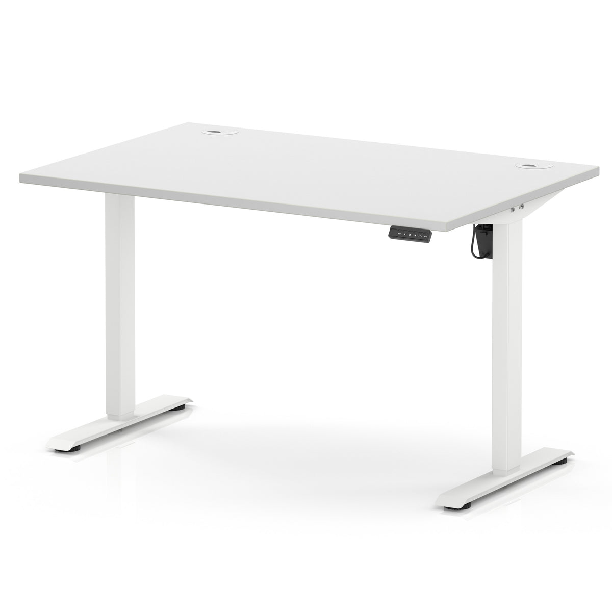 Air Lite Height Adjustable Desk With Cable Ports 1200mm White White - Industrious Decor