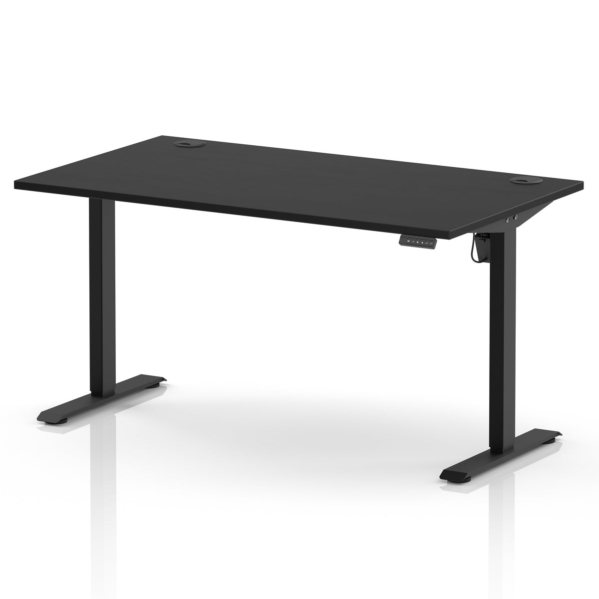 Air Lite Height Adjustable Desk With Cable Ports 1400mm Black Black - Industrious Decor
