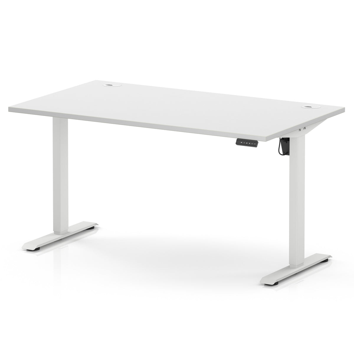 Air Lite Height Adjustable Desk With Cable Ports 1400mm White White - Industrious Decor