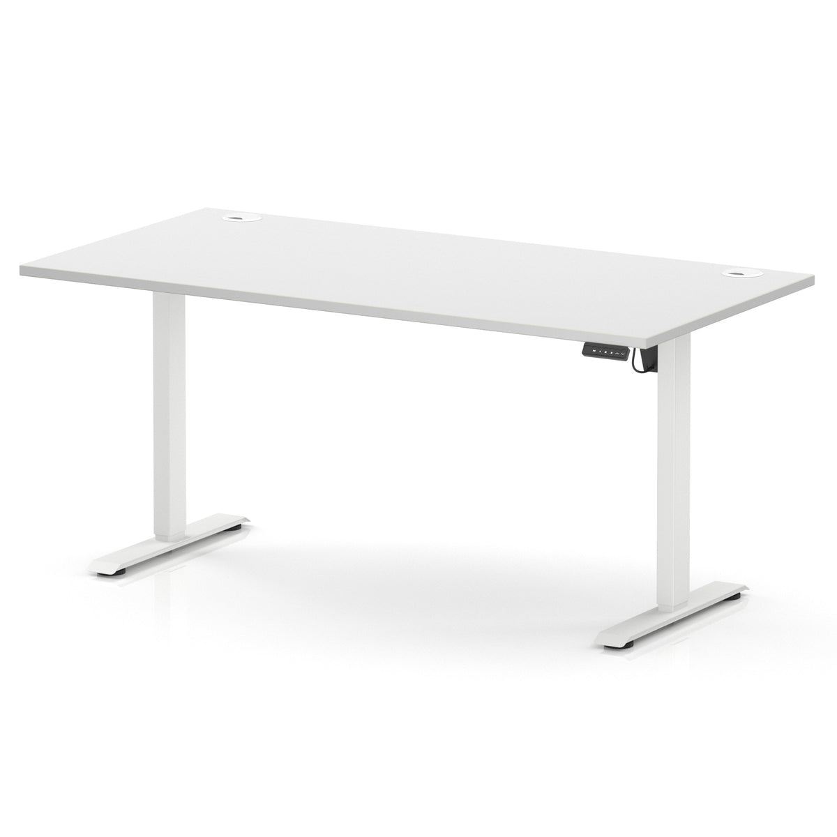 Air Lite Height Adjustable Desk With Cable Ports 1600mm White White - Industrious Decor