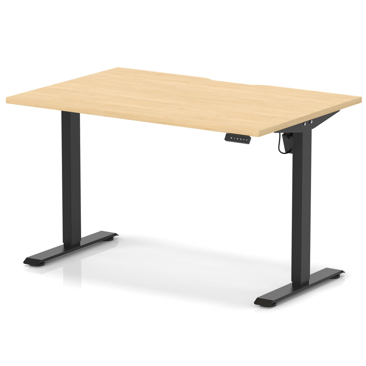 Air Lite Height Adjustable Desk With Scalloped Edge 1200mm Maple Black - Industrious Decor