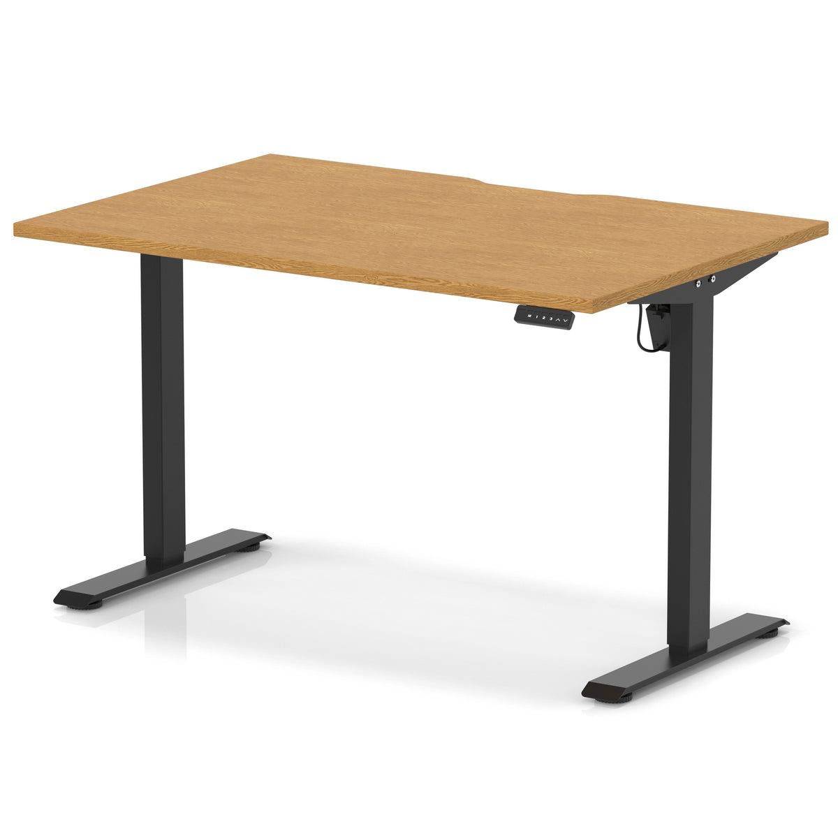 Air Lite Height Adjustable Desk With Scalloped Edge 1200mm Oak Black - Industrious Decor