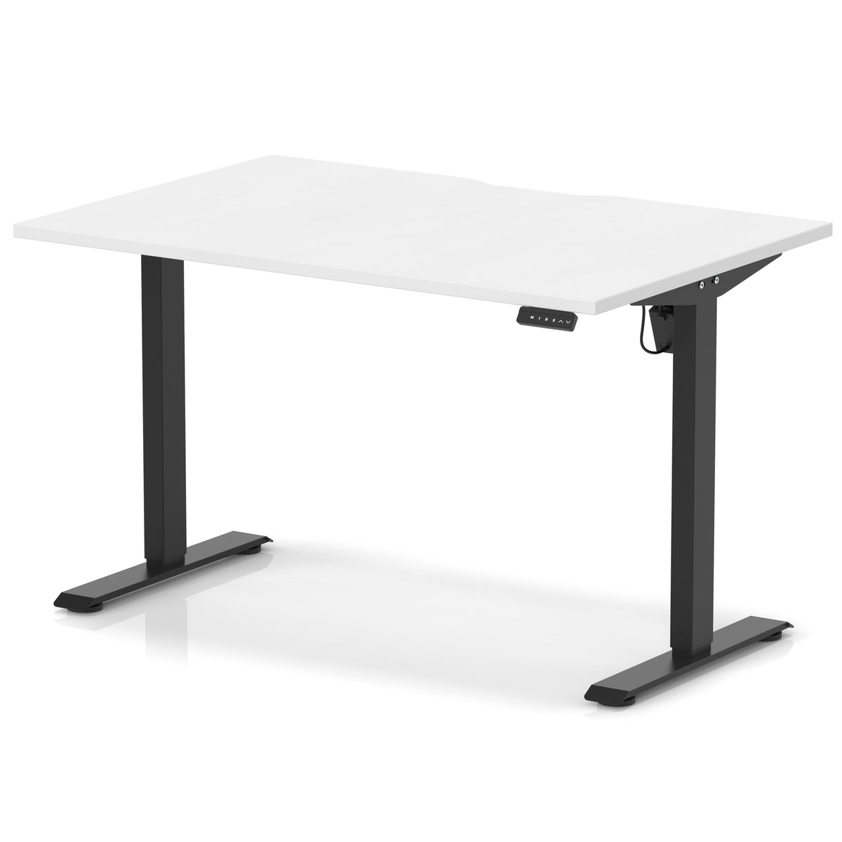 Air Lite Height Adjustable Desk With Scalloped Edge 1200mm White Black - Industrious Decor