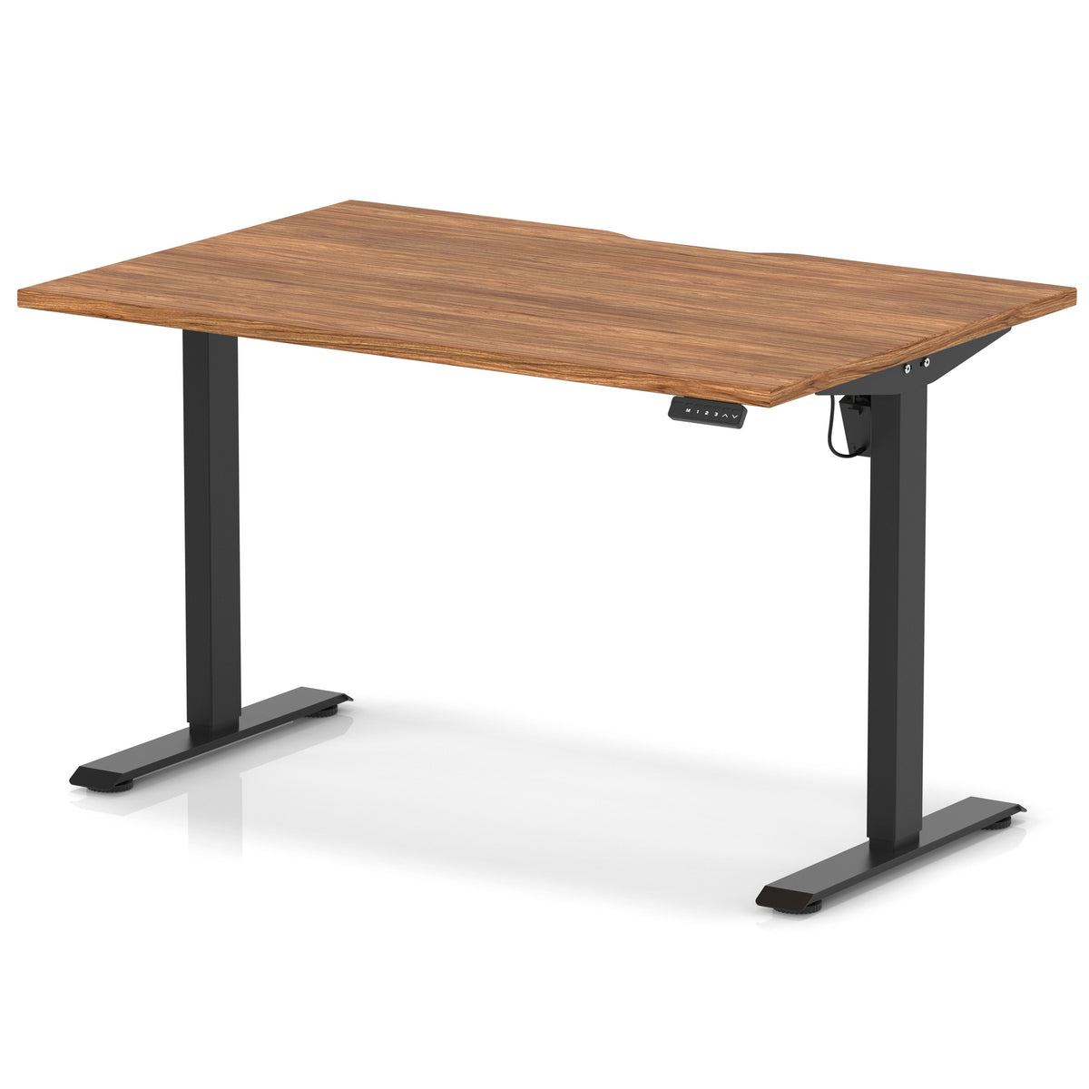 Air Lite Height Adjustable Desk With Scalloped Edge 1200mm Walnut Black - Industrious Decor
