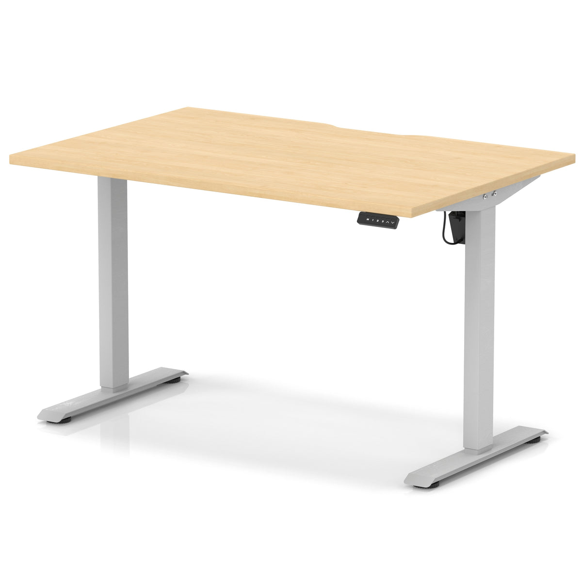 Air Lite Height Adjustable Desk With Scalloped Edge 1200mm Maple Silver - Industrious Decor