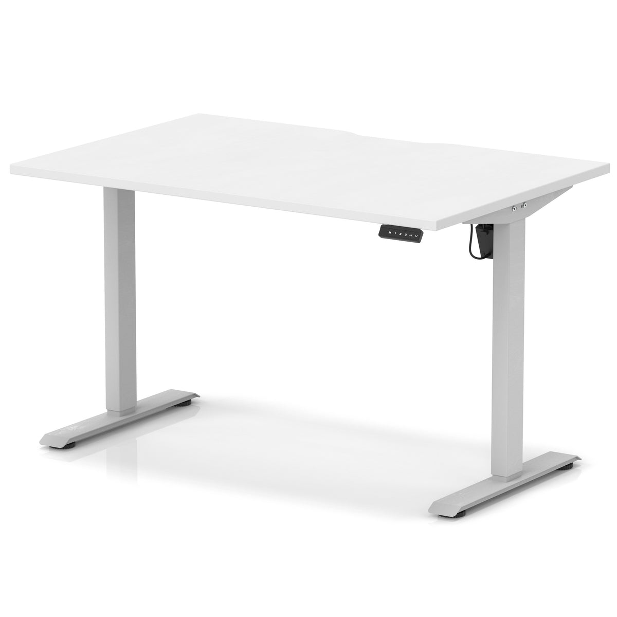 Air Lite Height Adjustable Desk With Scalloped Edge 1200mm White Silver - Industrious Decor