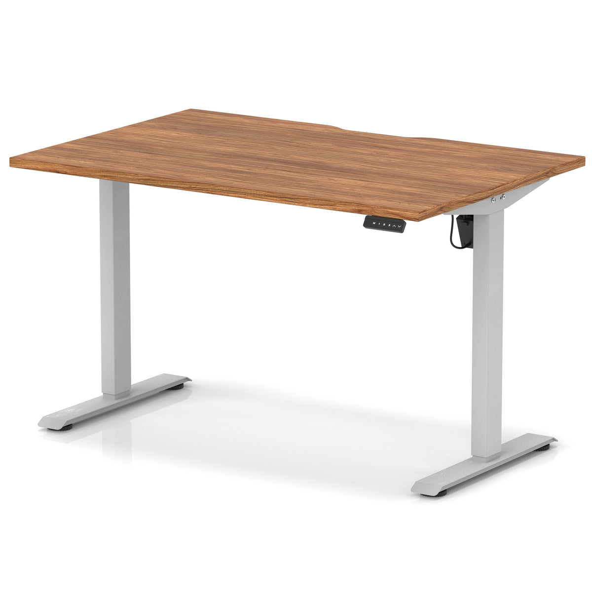 Air Lite Height Adjustable Desk With Scalloped Edge 1200mm Walnut Silver - Industrious Decor