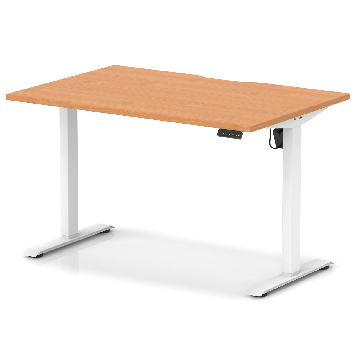 Air Lite Height Adjustable Desk With Scalloped Edge 1200mm Beech White - Industrious Decor