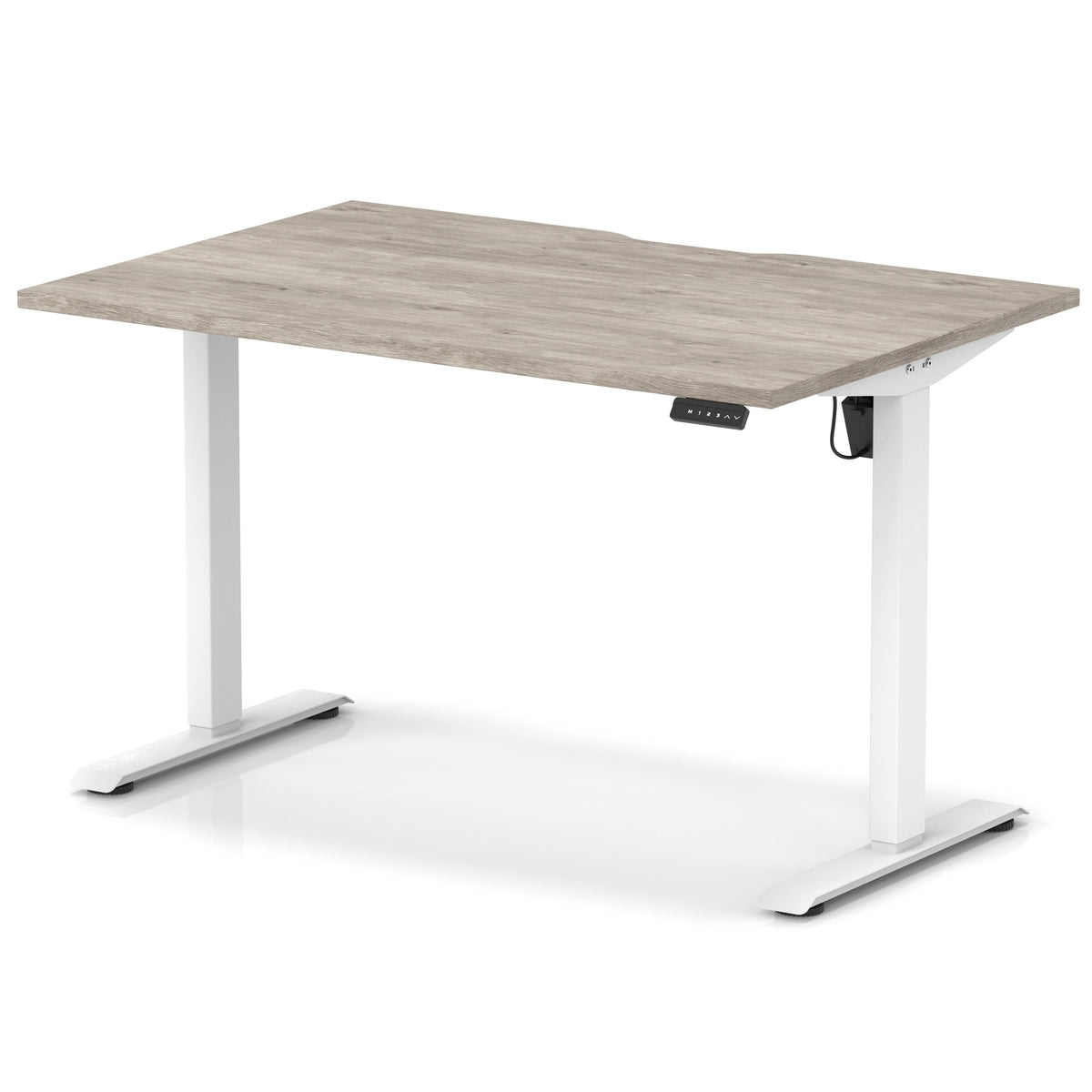 Air Lite Height Adjustable Desk With Scalloped Edge 1200mm Grey Oak White - Industrious Decor