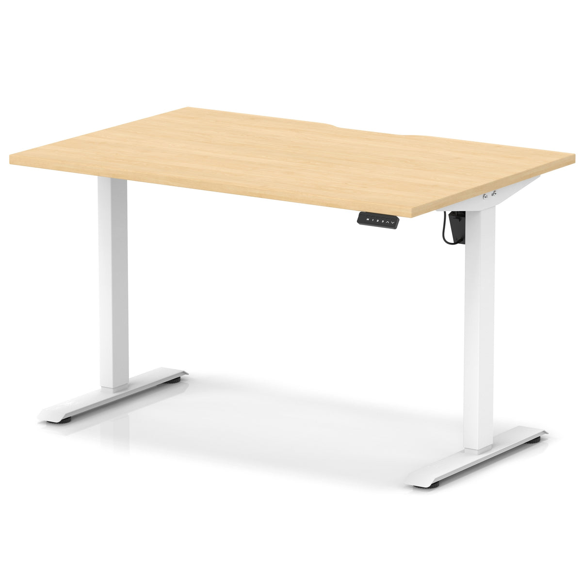 Air Lite Height Adjustable Desk With Scalloped Edge 1200mm Maple White - Industrious Decor