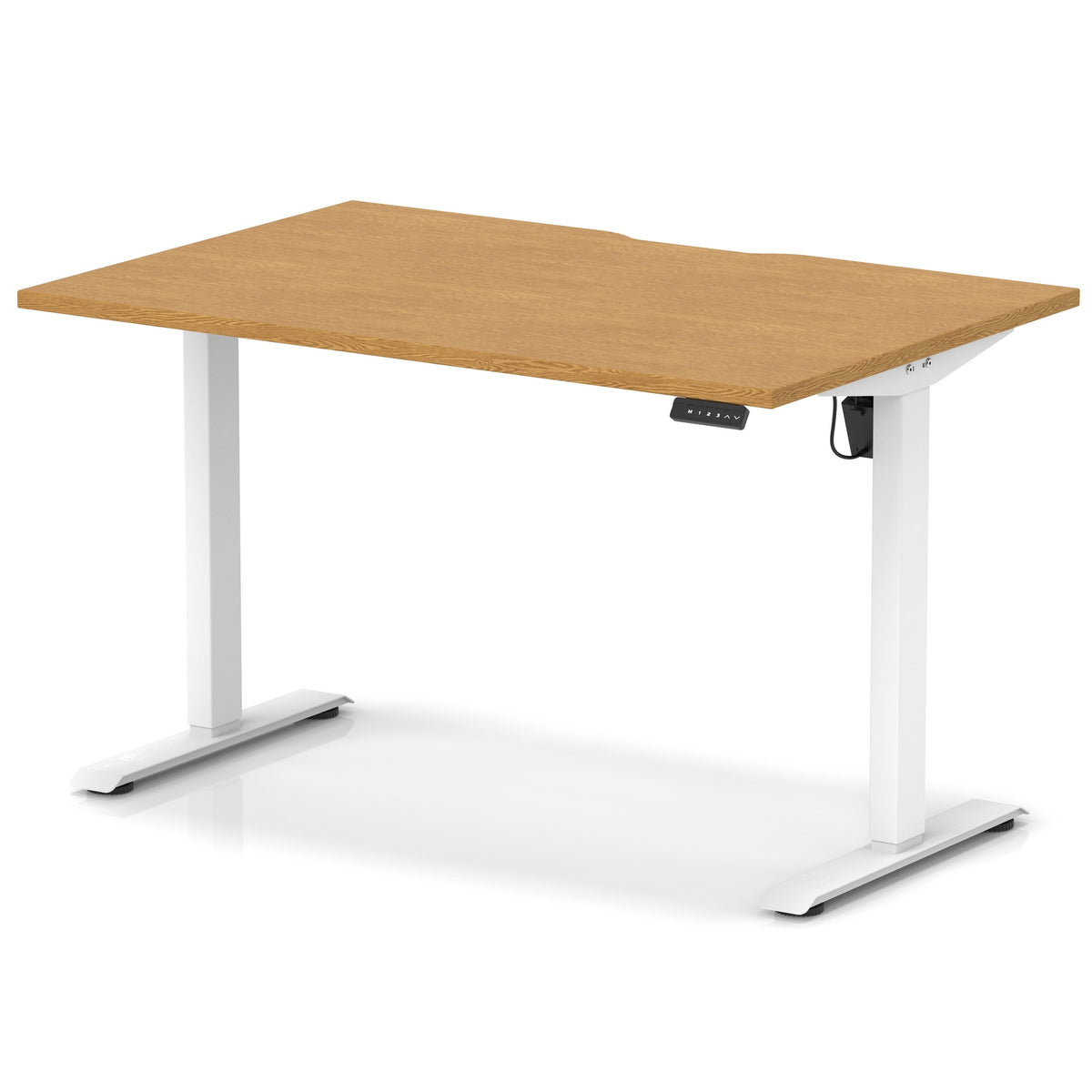 Air Lite Height Adjustable Desk With Scalloped Edge 1200mm Oak White - Industrious Decor