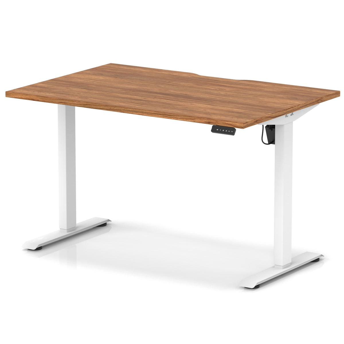 Air Lite Height Adjustable Desk With Scalloped Edge 1200mm Walnut White - Industrious Decor