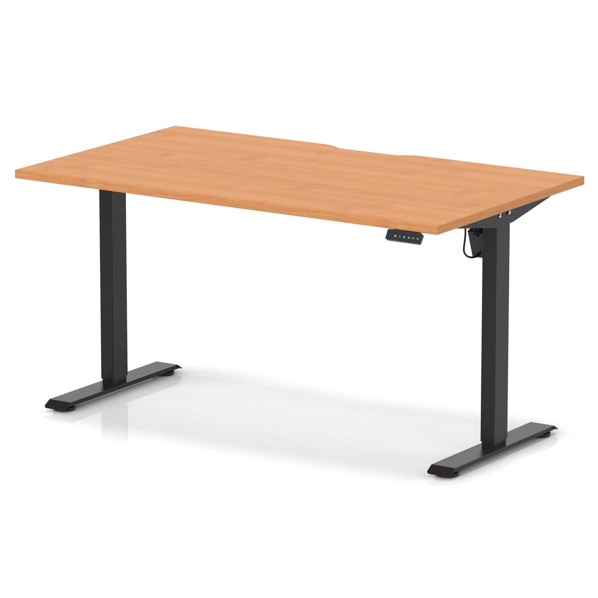 Air Lite Height Adjustable Desk With Scalloped Edge 1400mm Beech Black - Industrious Decor