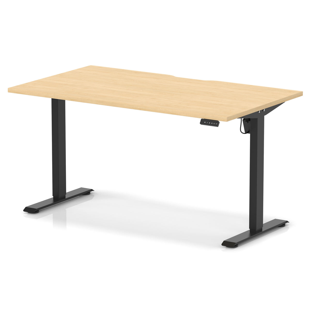 Air Lite Height Adjustable Desk With Scalloped Edge 1400mm Maple Black - Industrious Decor