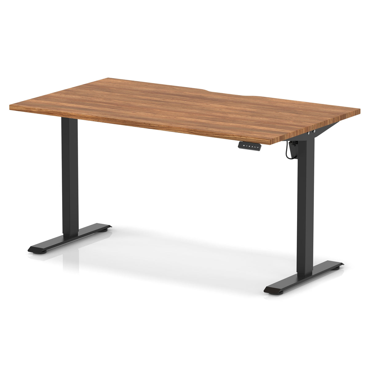 Air Lite Height Adjustable Desk With Scalloped Edge 1400mm Walnut Black - Industrious Decor
